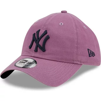 new-era-curved-brim-black-logo-9twenty-essential-casual-classic-new-york-yankees-mlb-purple-adjustable-cap