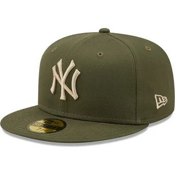 cappellino-piatto-verde-aderente-59fifty-league-essential-dei-new-york-yankees-mlb-di-new-era