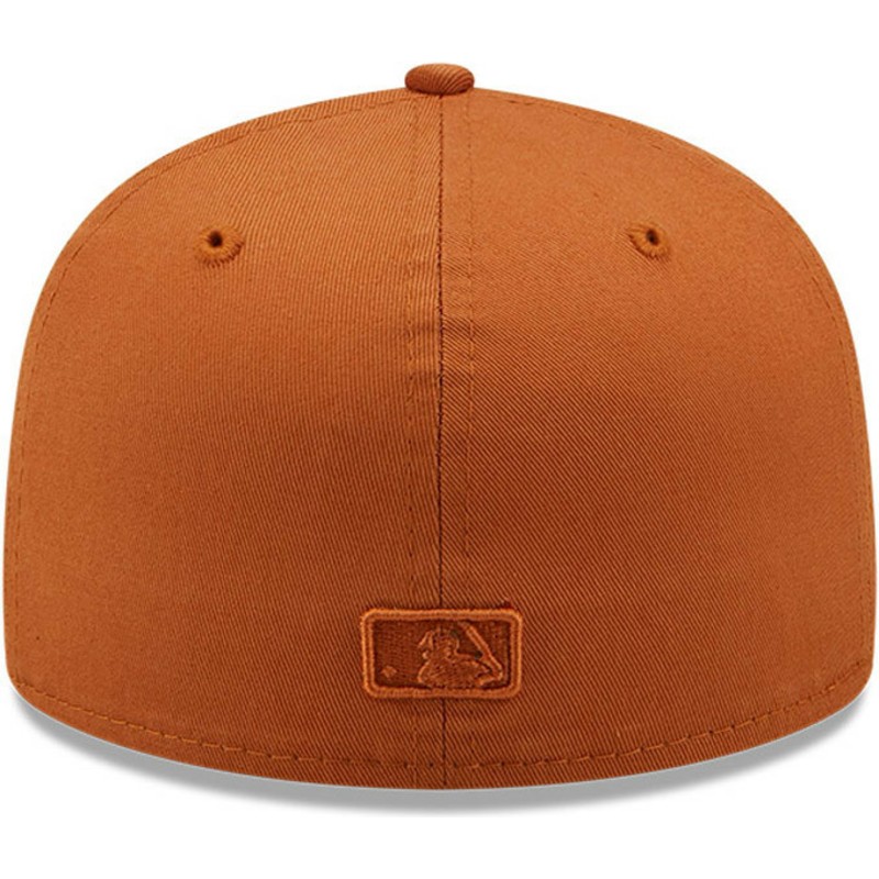 gorra-plana-marron-ajustada-con-logo-azul-marino-59fifty-league-essential-de-los-angeles-dodgers-mlb-de-new-era