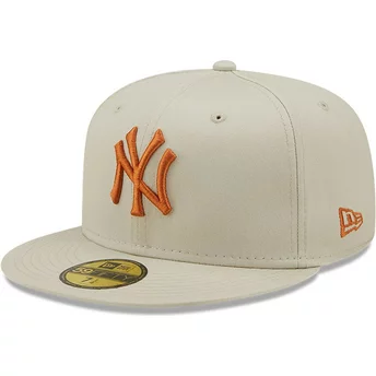 Gorra plana gris ajustada con logo marrón 59FIFTY League Essential de New York Yankees MLB de New Era