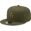 new-era-flat-brim-green-logo-9fifty-league-essential-los-angeles-dodgers-mlb-green-snapback-cap