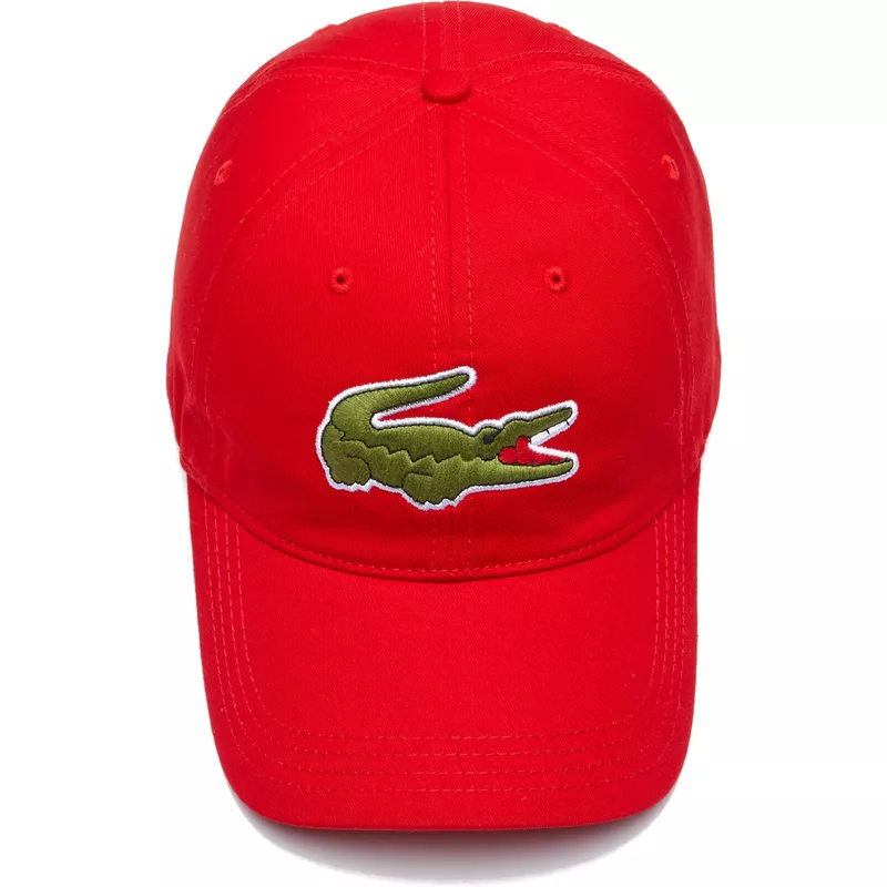 Lacoste Curved Brim Contrast Strap Crocodile Red Adjustable Cap: