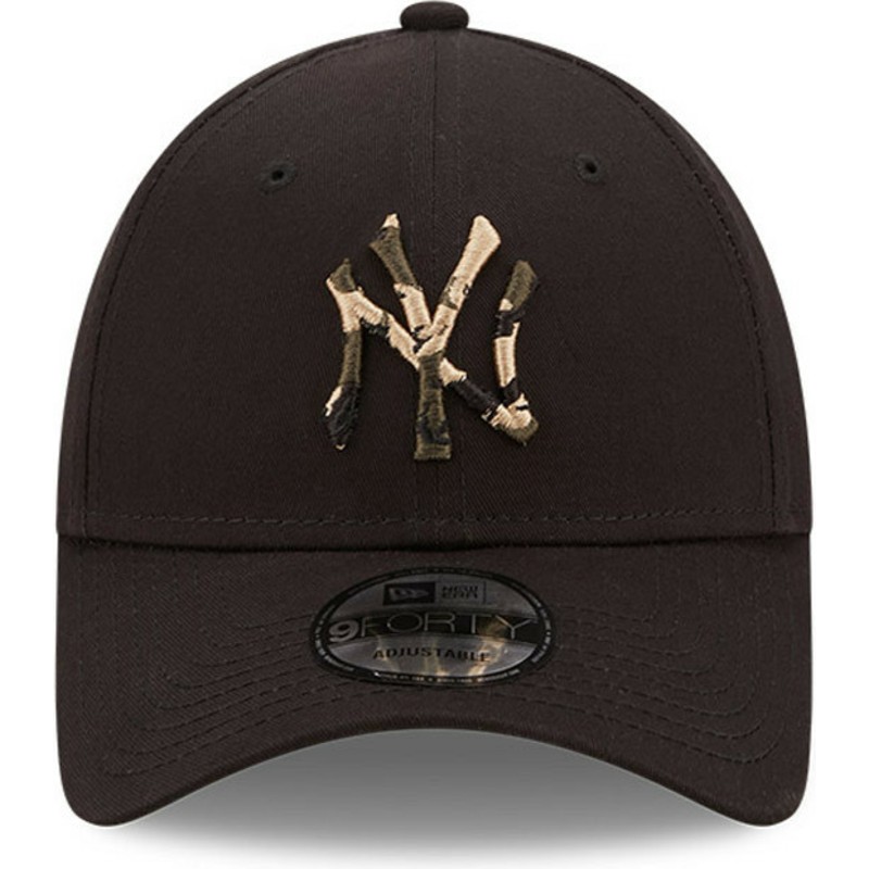 new-era-curved-brim-brown-logo-9forty-camo-infill-new-york-yankees-mlb-black-adjustable-cap