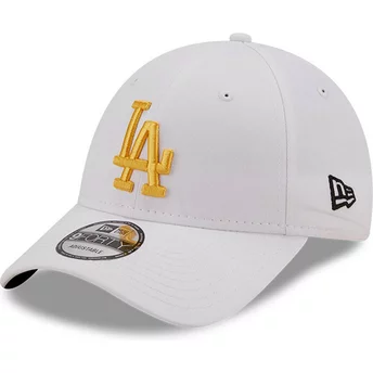 Gorra curva blanca ajustable con logo dorado 9FORTY Stadium Food de Los Angeles Dodgers MLB de New Era