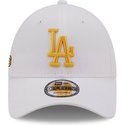 new-era-curved-brim-golden-logo-9forty-stadium-food-los-angeles-dodgers-mlb-white-adjustable-cap
