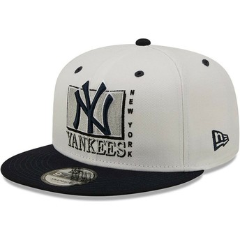 Gorra plana blanca y negra snapback 9FIFTY White Crown de New York Yankees MLB de New Era