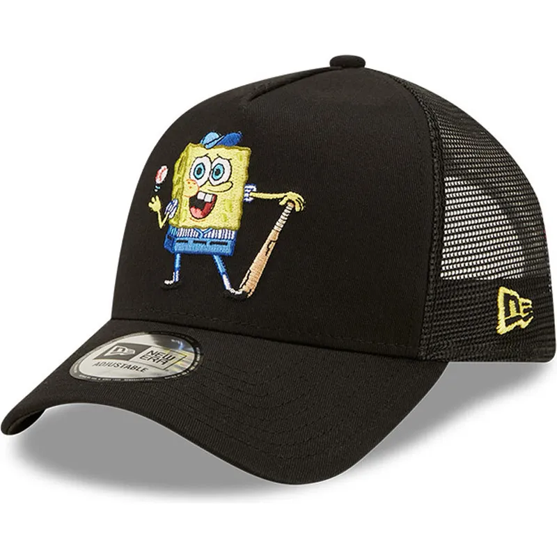 petten-gebogen-zwart-snapback-a-frame-sporty-van-spongebob-van-new-era