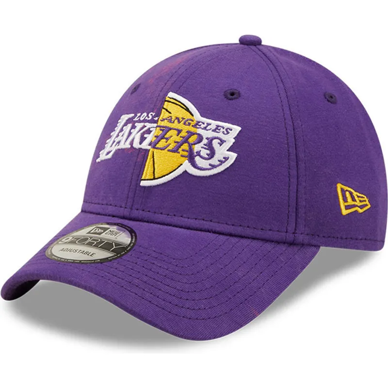violette-gebogene-verstellbare-kappe-9forty-washed-pack-split-logo-der-los-angeles-lakers-nba-von-new-era