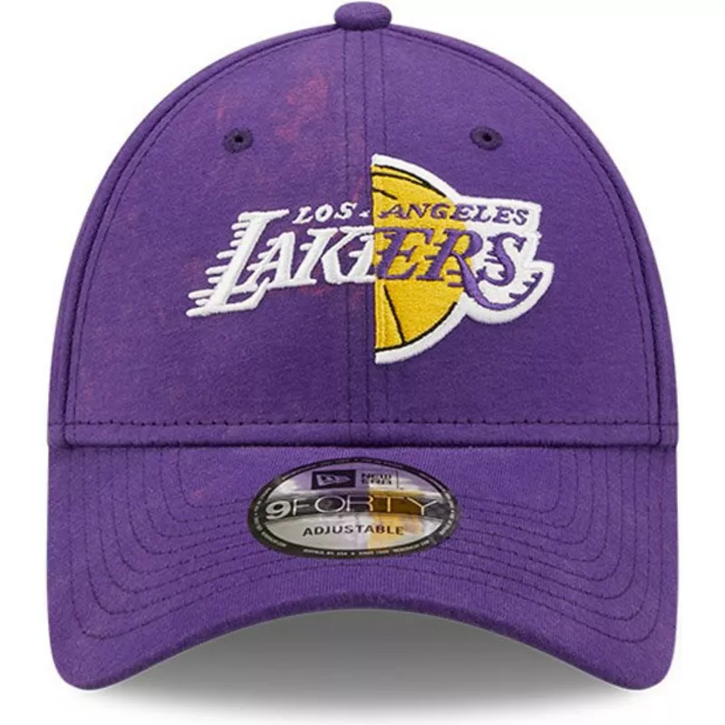 New Era Curved Brim 9FORTY Washed Pack Split Logo Los Angeles Lakers NBA  Purple Adjustable Cap