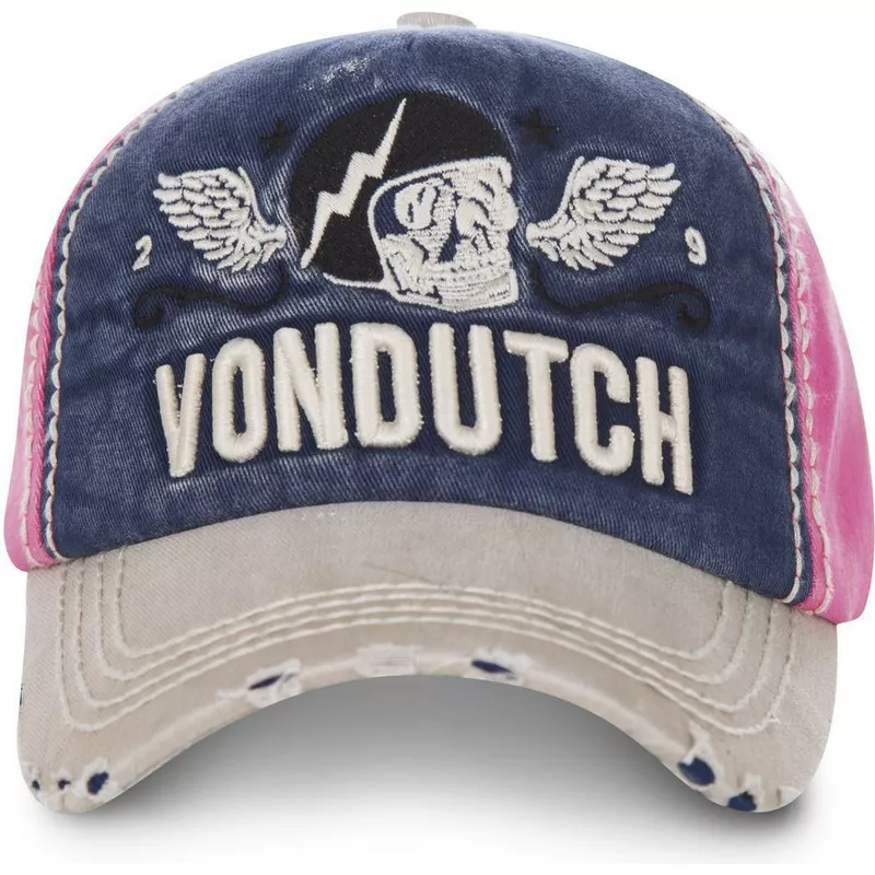 von-dutch-curved-brim-xavier01-navy-blue-pink-and-grey-adjustable-cap