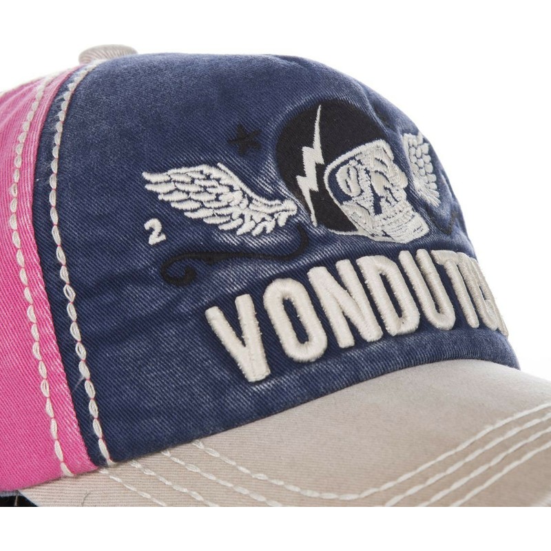 von-dutch-curved-brim-xavier01-navy-blue-pink-and-grey-adjustable-cap