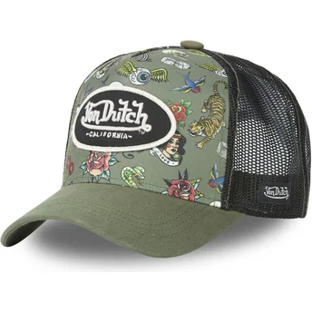 Czapka trucker zielono-czarna Tattoo TAT K od Von Dutch