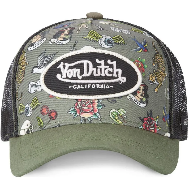 gron-og-sort-trucker-kasket-tattoo-tat-k-fra-von-dutch