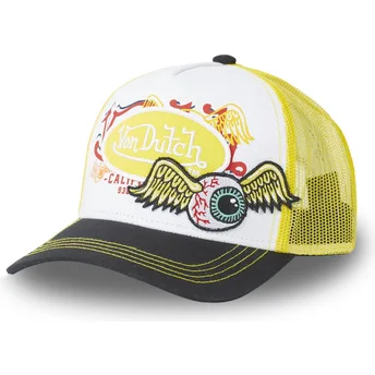 Casquette trucker blanche, jaune et noire PAT YEL Von Dutch