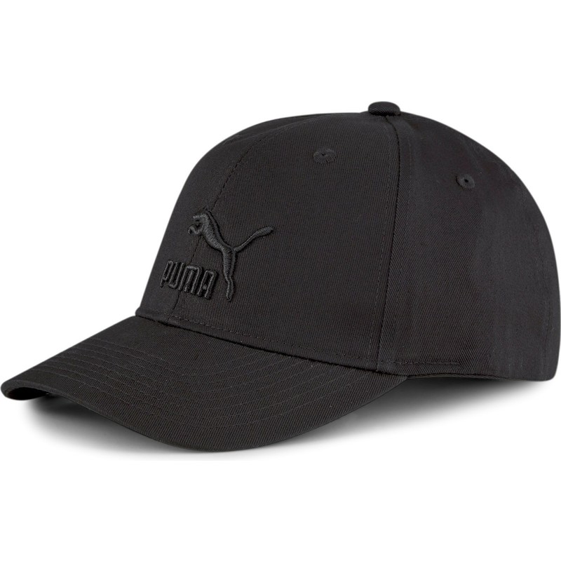 Puma Curved Black Logo Classics Logo Black Adjustable Cap: Caphunters.com