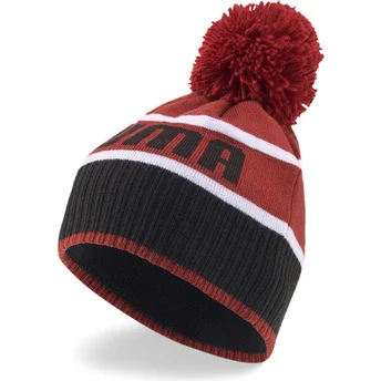 Puma Red and Black Beanie with Pompom
