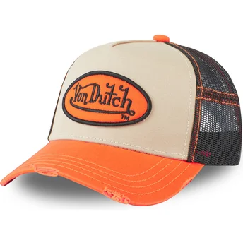 Casquette trucker blanche, noire et orange SUM ORA Von Dutch