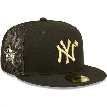 Gorra trucker plana negra ajustada con logo dorado 59FIFTY All Star Game de New York Yankees MLB de New Era