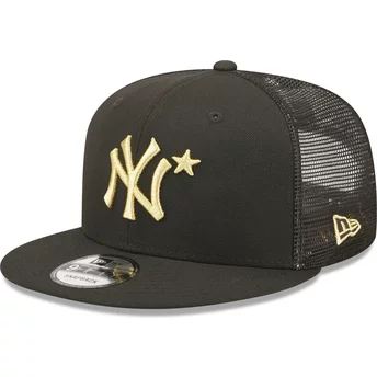 Gorra trucker plana negra con logo dorado 9FIFTY All Star Game de New York Yankees MLB de New Era
