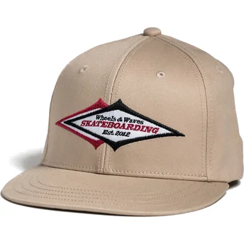 Petten plat beige snapback van Wheels And Waves
