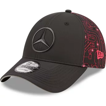 Gorra curva negra y roja ajustable 9FORTY eSports Grand Prix de Mercedes Formula 1 de New Era