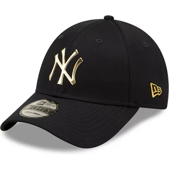 Gorra curva azul marino snapback 9FORTY Foil Logo de New York Yankees MLB de New Era