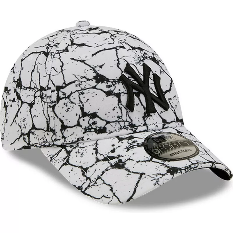 New Era Curved Brim 9FORTY Marble New York Yankees MLB White Adjustable Cap