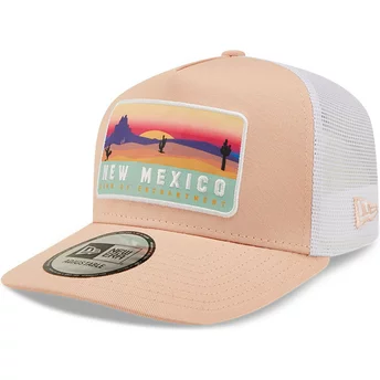 New Era New Mexico A Frame Location Pink and White Trucker Hat