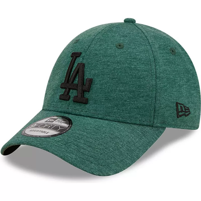 New Era Curved Brim Black Logo 9FORTY Jersey Essential Los Angeles Dodgers  MLB Green Adjustable Cap