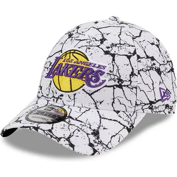 Gorra curva blanca ajustable 9FORTY Marble de Los Angeles Lakers NBA de New Era