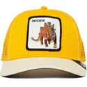 gorra-trucker-amarilla-y-blanca-dinosaurio-stegosaurus-defense-roofed-lizard-the-farm-de-goorin-bros