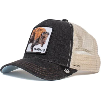 Schwarz-weiße Trucker-Kappe Buffalo The Buffalo The Farm von Goorin Bros.