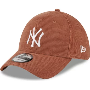 Gorra curva marrón ajustada 39THIRTY Cord de New York Yankees MLB de New Era