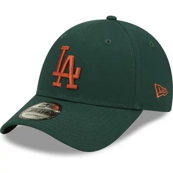 New Era Curved Brim Brown Logo 9FORTY League Essential Los Angeles Dodgers MLB Green Adjustable Cap