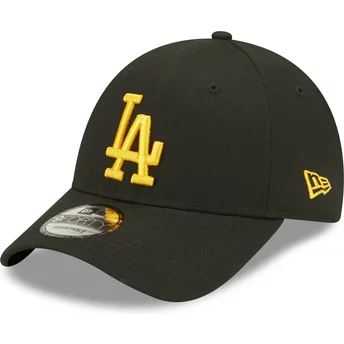 Gorra curva negra ajustable con logo amarillo 9FORTY League Essential de Los Angeles Dodgers MLB de New Era