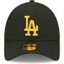 new-era-curved-brim-yellow-logo-9forty-league-essential-los-angeles-dodgers-mlb-black-adjustable-cap