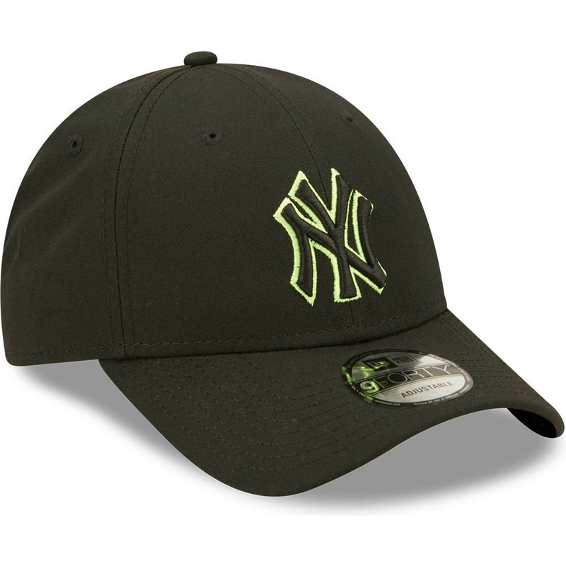 new-era-curved-brim-green-logo-9forty-neon-pack-repreve-new-york-yankees-mlb-black-snapback-cap