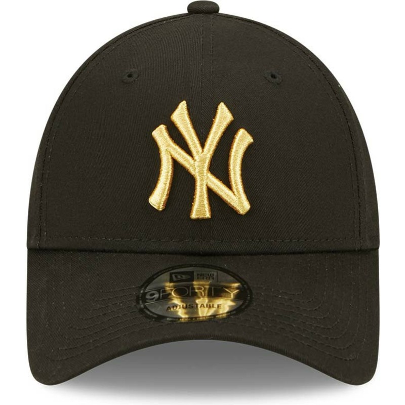new-era-curved-brim-golden-logo-9forty-metallic-new-york-yankees-mlb-black-adjustable-cap