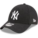 new-era-curved-brim-9forty-the-league-melton-wool-new-york-yankees-mlb-black-adjustable-cap