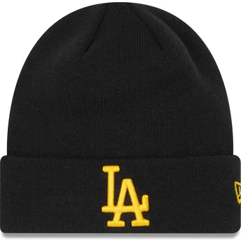 Gorro negro con logo amarillo League Essential Cuff de Los Angeles Dodgers MLB de New Era