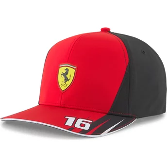Gorra curva roja y negra snapback SF Charles Leclerc de Ferrari Formula 1 de Puma