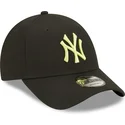 casquette-courbee-noire-ajustable-avec-logo-vert-9forty-league-essential-new-york-yankees-mlb-new-era