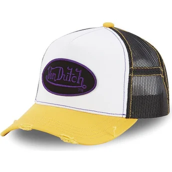 Cappellino trucker bianco, nero e giallo SUM AMB di Von Dutch