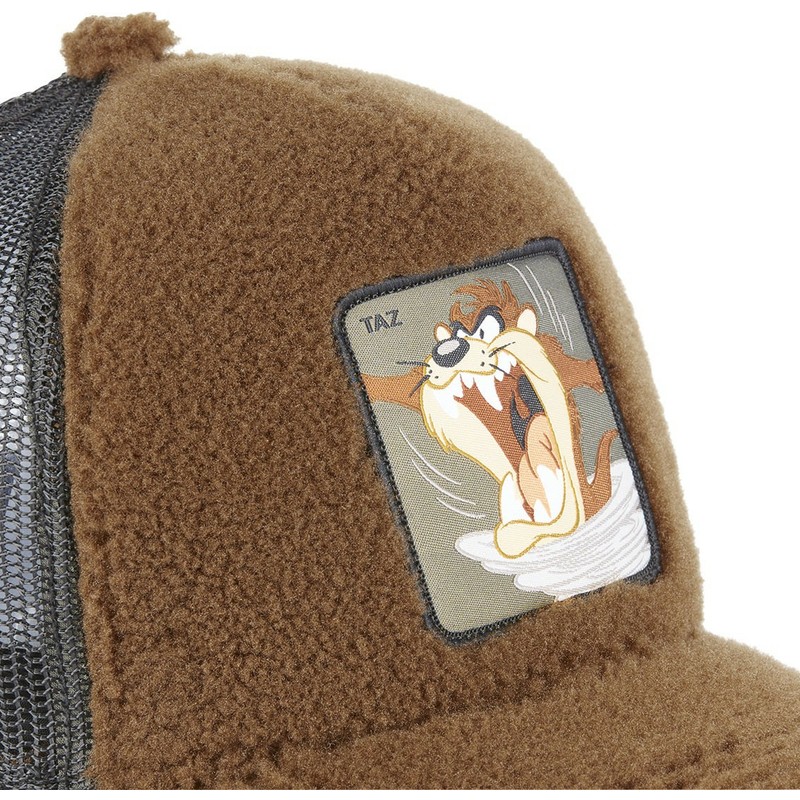 capslab-tasmanian-devil-fur1-taz2-looney-tunes-brown-shearling-trucker-hat