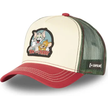 Casquette trucker beige, verte et rouge Tom et Jerry TJ2 Looney Tunes Capslab