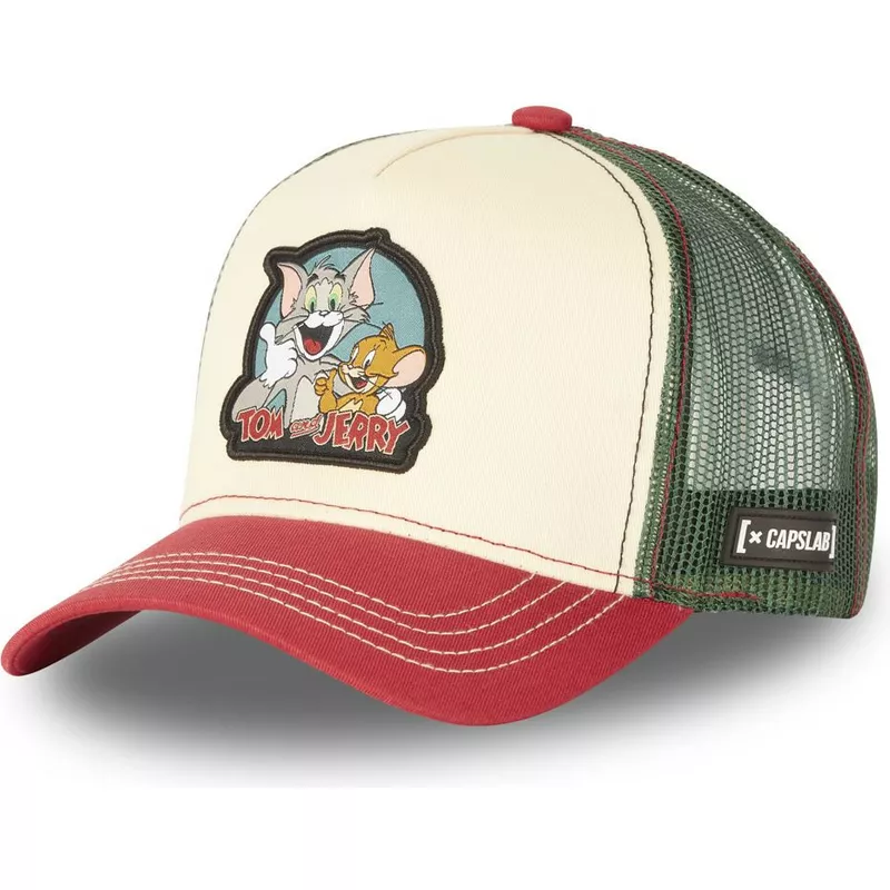 capslab-tom-and-jerry-tj2-looney-tunes-beige-red-and-green-trucker-hat