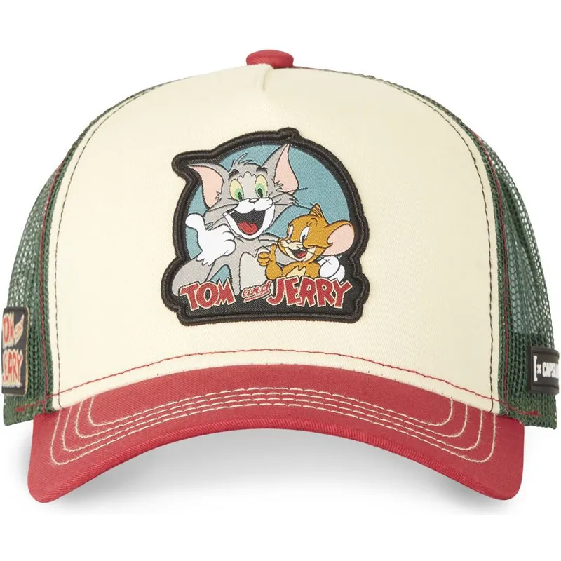 beige-gron-og-rod-trucker-kasket-tom-og-jerry-tj2-looney-tunes-fra-capslab