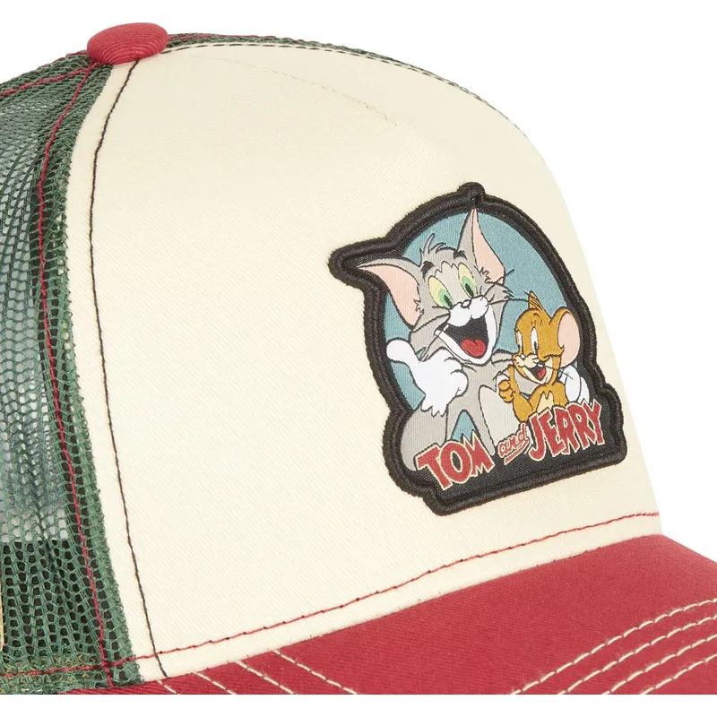 beige-gron-og-rod-trucker-kasket-tom-og-jerry-tj2-looney-tunes-fra-capslab