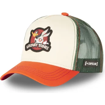 gorra-trucker-beige-verde-y-naranja-bugs-bunny-y-pato-lucas-lo2-looney-tunes-de-capslab