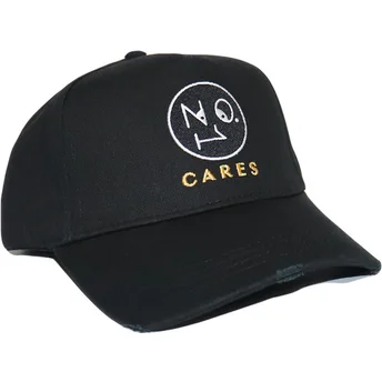 Casquette courbée noire ajustable No.1 Cares Distressed Black Gold Logo The No.1 Face